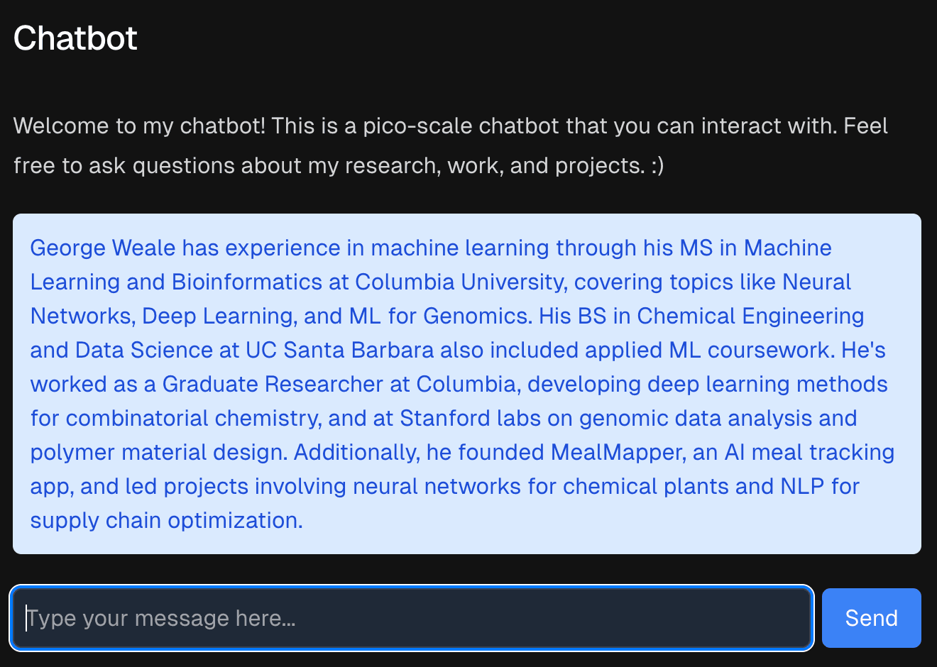 Example conversation from the archived chatbot demo